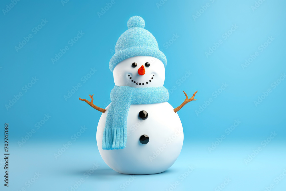 Winter Whimsy: Chilled Snowman in Blue