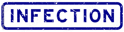 Grunge blue infection word square rubber seal stamp on white background
