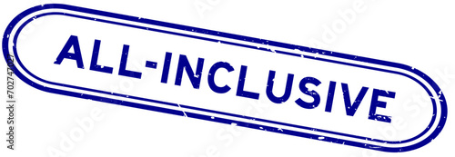 Grunge blue all-inclusive word rubber seal stamp on white background