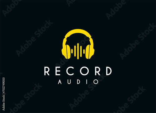 Audio sound recording logo. Sound wave audio logo concept. 
