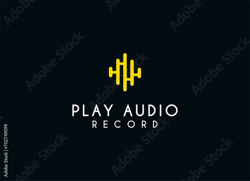 Audio sound recording logo. Sound wave audio logo concept.  photo