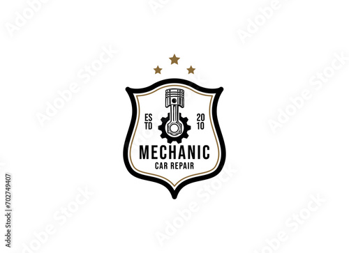 Automotive mechanic logo design. Mechanic services  auto repair logo. design template  vector illustration.