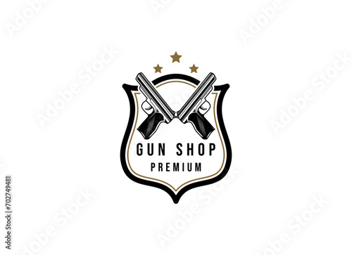 Classic vintage style gun shop logo. Shooting club logo design