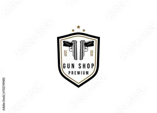 Classic vintage style gun shop logo. Shooting club logo design