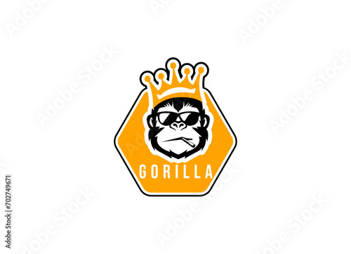 Cool Gorilla logo, monkey head vector template. Head of gorilla logo design