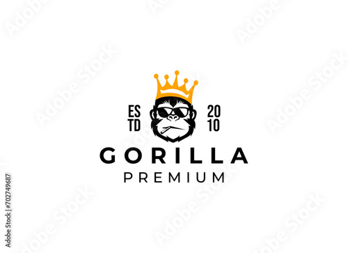 Cool Gorilla logo, monkey head vector template. Head of gorilla logo design