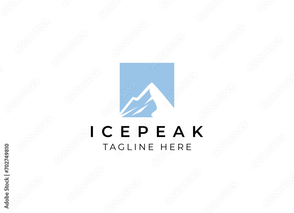 Ice Peak Mount Stone mountain adventure logo design. Minimalist mount ice peak logo Ice Peak Mount Stone mountain adventure logo design. Minimalist mount ice peak logo