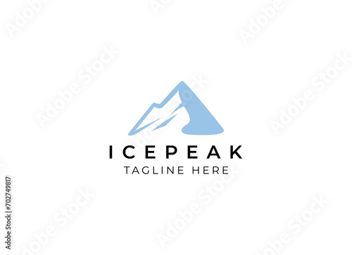Ice Peak Mount Stone mountain adventure logo design. Minimalist mount ice peak logo