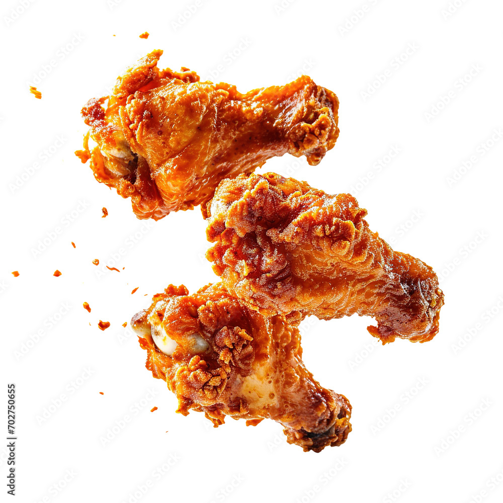 Food photo of Deep fried chicken wings isolated on white transparent