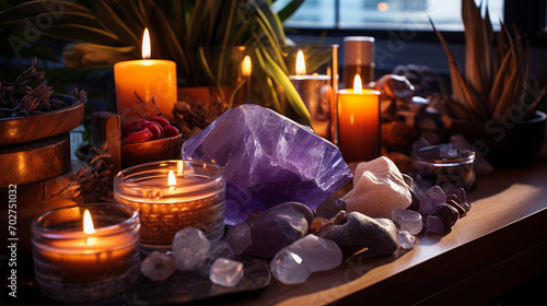 Serene Spa Ambiance Healing Crystals Enhancing Relaxation and Wellness