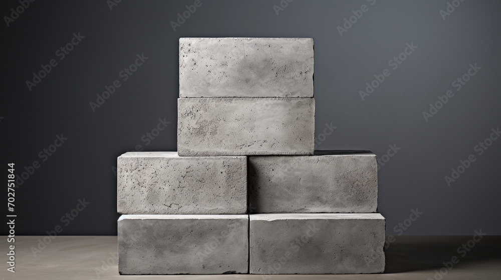 Neatly Stacked Neutral Grey Concrete Blocks Neatly Stacked Neutral Grey Concrete Blocks