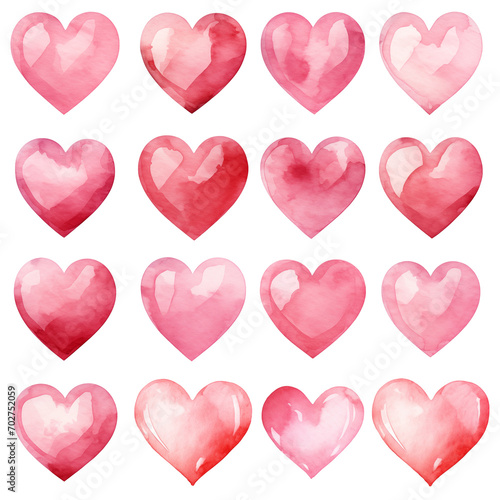 Wallpaper Mural Pink watercolor hearts. Valentines Day clipart Torontodigital.ca