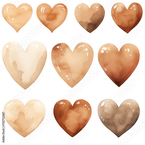 Wallpaper Mural Beige watercolor hearts. Valentines Day clipart Torontodigital.ca