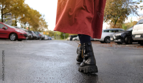 Woman'S Black Leather Boots On City Street © Ievgen Skrypko