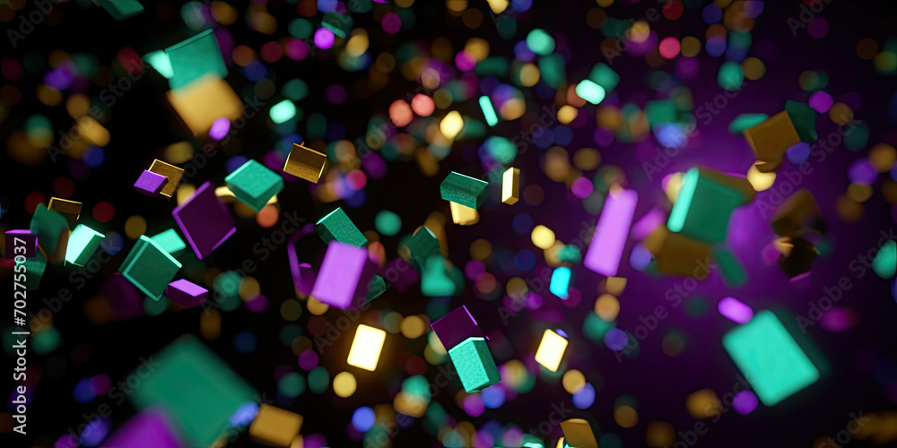 A close up of colorful confetti on a black background. Perfect for celebratory event invitations, party posters, festive .Colorful glittering mardi gras confetti falling on black background. A close up of colorful confetti on a black background. Perfect for celebratory event invitations, party posters, festive .Colorful glittering mardi gras confetti falling on black background.