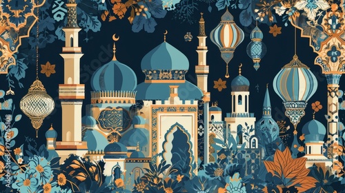 Background for the month of Ramadan, a revered Islamic holiday. photo