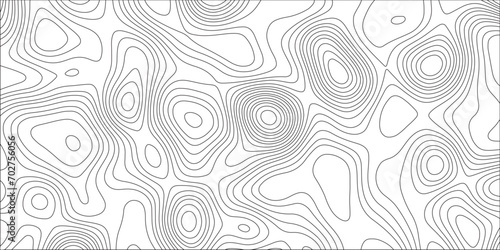 Ocean topographic line map with curvy wave isolines vector illustration. Abstract topographic contours map background, Vector contour topographic map. Cartography texture abstract banner use..