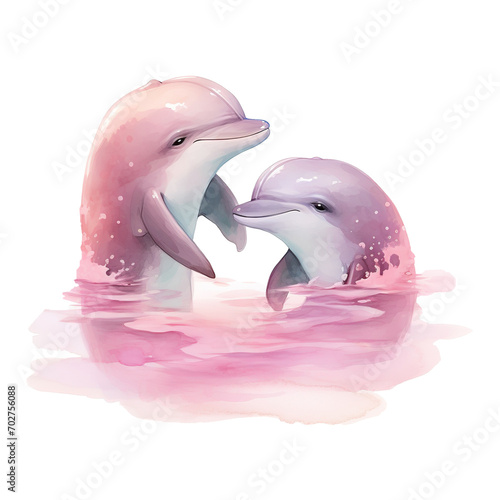 Oceanic Romance: Valentine Dolphin Couple - Adorable Marine Companions for a Romantic Celebration