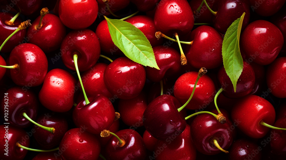 Group of cherries pattern wallpaper - ai generative Group of cherries pattern wallpaper - ai generative