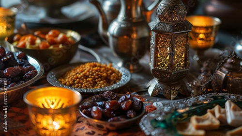 Iftar food prepared for Ramadan. Arabic Cuisine photo