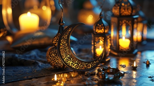 Fawanis. Arabic candle lantern. muslim feast of the holy month of Ramadan Kareem. photo