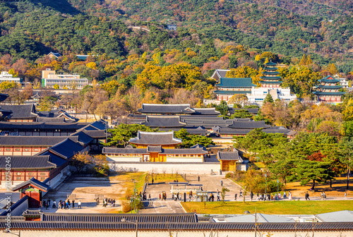 Gyeongbokgung palace in autumn, Seoul South Korea.
