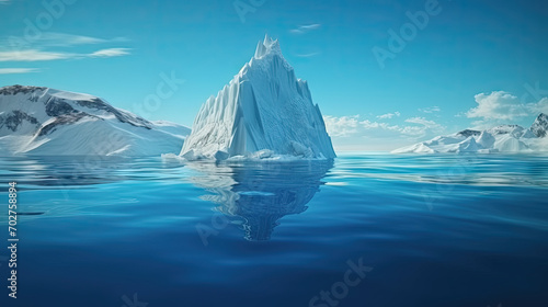 iceberg in the sea,iceberg in polar regions, a blue ocean with a floating iceberg. Hidden Danger and Global Warming Concept. © Planetz
