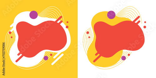 Fluid kids background blob shape funny element flat cartoon vector graphic illustration set, yellow orange children school club zone abstract bubble sport frame design, splash backdrop for logo image