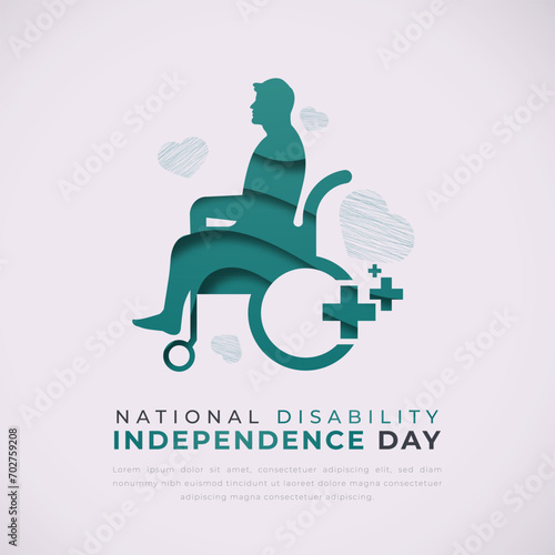 National Disability Independence Day Paper cut style Vector Design Illustration for Background, Poster, Banner, Advertising, Greeting Card