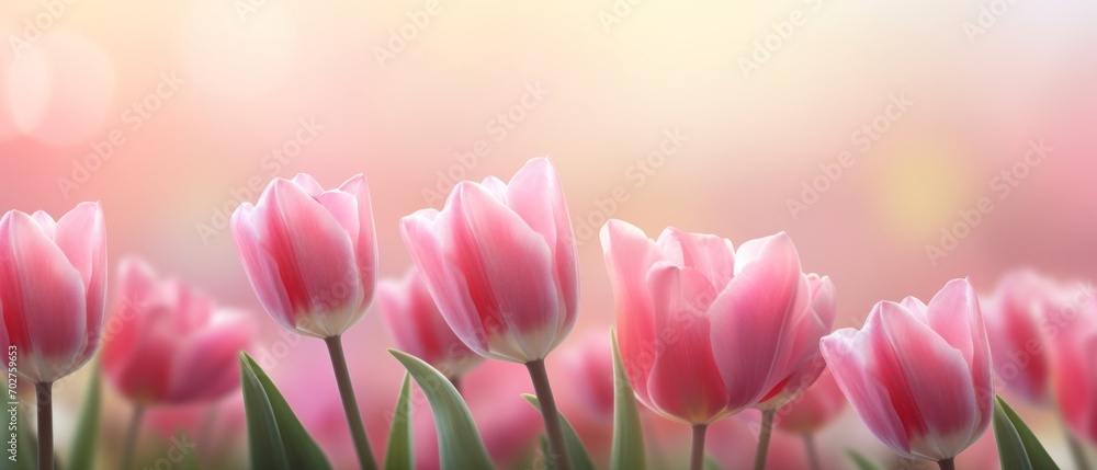 Beautiful pink Tulip on a blurred spring sunny background. bright pink tulip flower background for the spring or love concept. beautiful natural spring scene, texture for design, copy space. banner Beautiful pink Tulip on a blurred spring sunny background. bright pink tulip flower background for the spring or love concept. beautiful natural spring scene, texture for design, copy space. banner