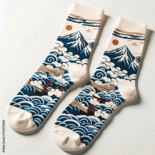 pair of socks with prints