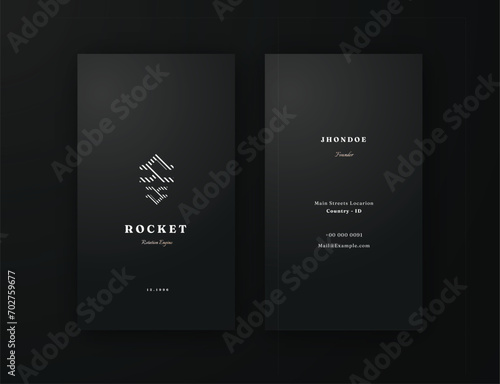 luxury masculin vertical dark black business card editable template