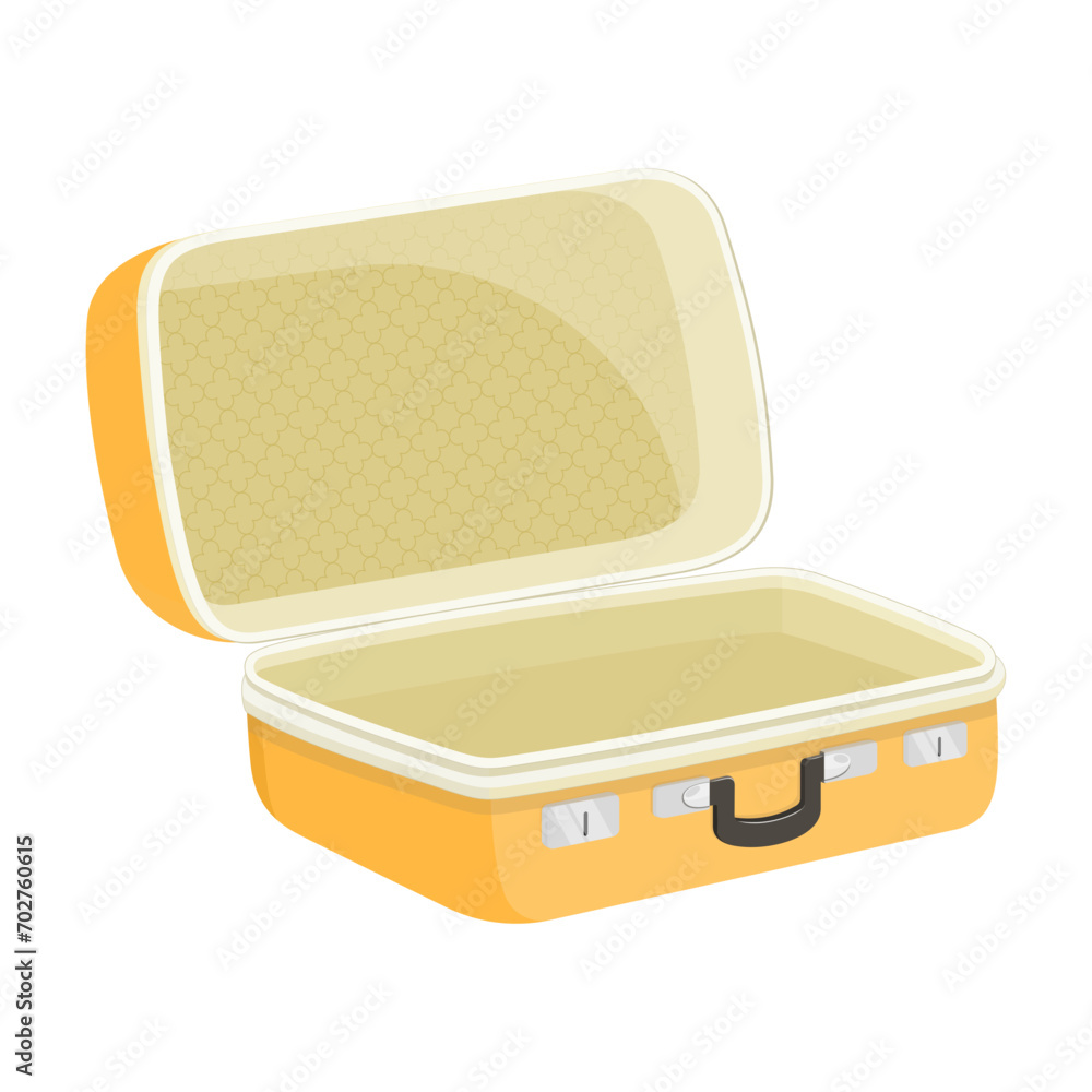 Opened travel suitcase full of things for summer vacation. Flat design. Vector illustration isolated on white background Opened travel suitcase full of things for summer vacation. Flat design. Vector illustration isolated on white background