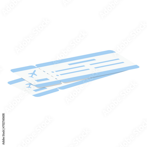 airline tickets isolated on a white background. Flat cartoon style.