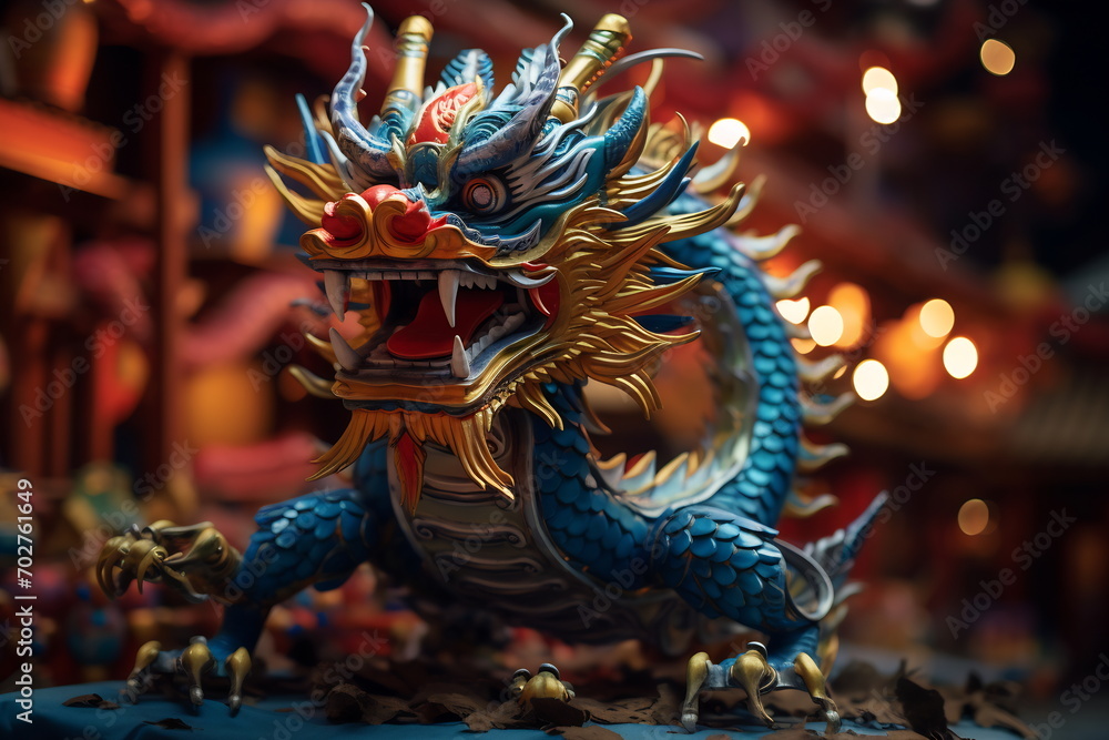 Blue Chinese Dragon symbol of 2024. Chinese New Year Blue Chinese Dragon symbol of 2024. Chinese New Year