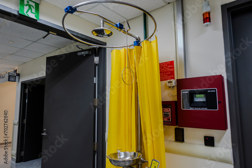 Emergency shower and eyewash station.