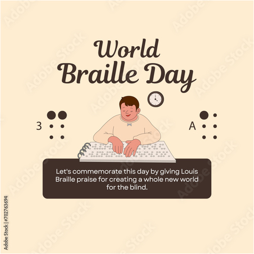 World Braille Day Brown Illustration 