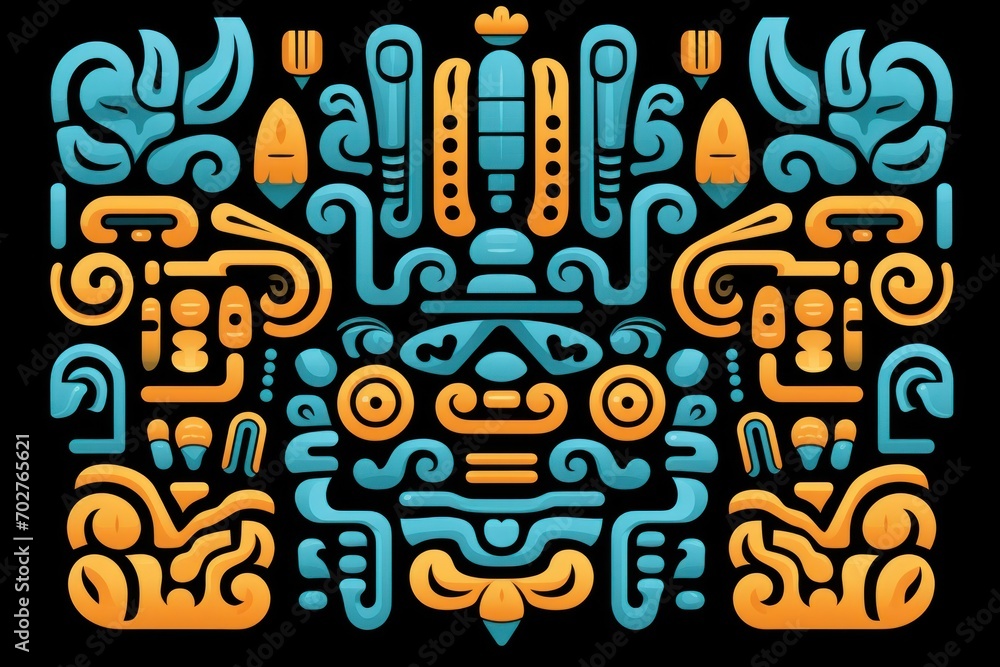 a stylized illustration of a face made out of different shapes and sizes of blue, orange, and yellow colors. a stylized illustration of a face made out of different shapes and sizes of blue, orange, and yellow colors.