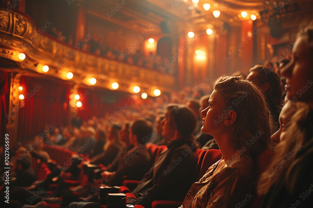 Spectators watching a performance in the theater