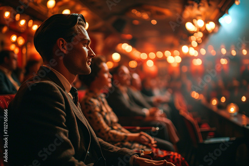 Spectators watching a performance in the theater