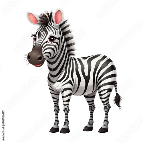 Cartoon Vector Illustration of a Zebra on White Background