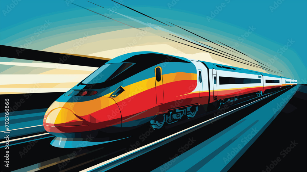Fototapeta premium high-speed capabilities of electric trains in a vector art piece showcasing trains racing along electrified tracks. 
