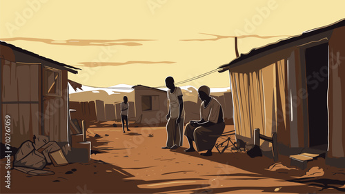 facing economic hardship with a vector art piece. Illustrate the challenges of navigating financial difficulties,