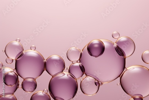  a bunch of bubbles floating in the air on a pink background with a place for a text on the left side of the image.