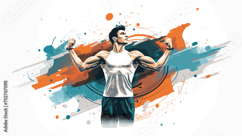 fitness with a vector art piece capturing the dedication and vigor of a gym enthusiast.  gym-goer engaged in a variety of exercises
