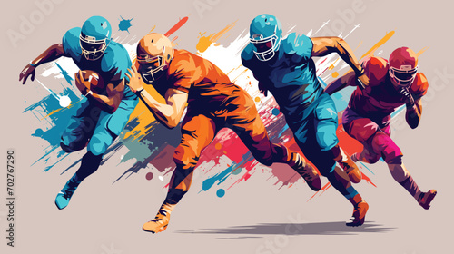 vector art piece capturing the essence of the sport. Illustrate players engaged in action © J.V.G. Ransika