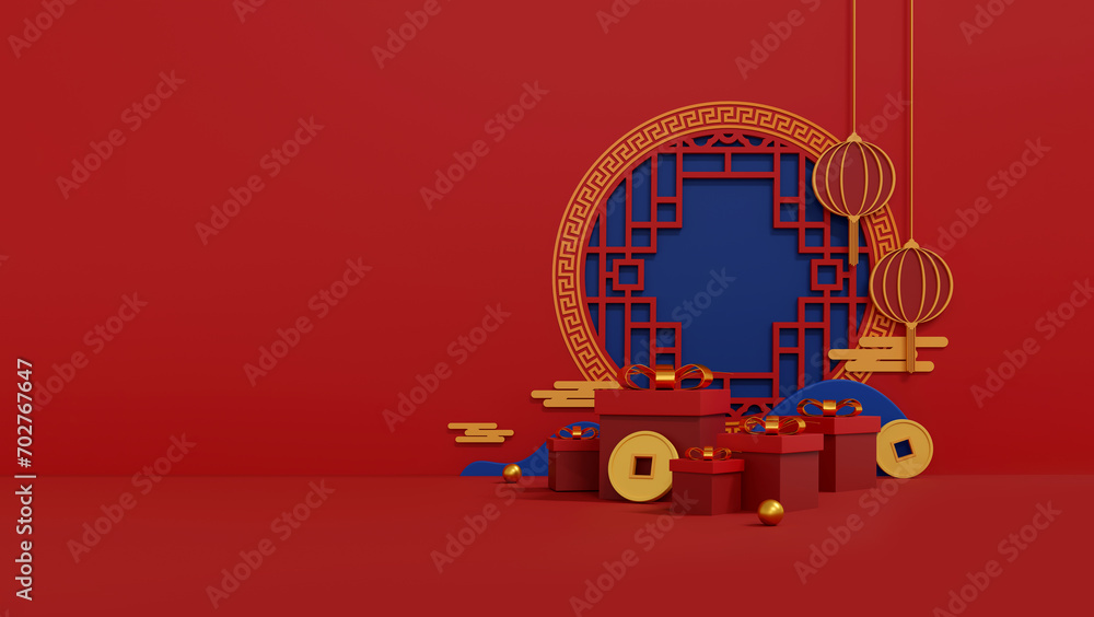 Happy Chinese New Year. 3D Illustrations.