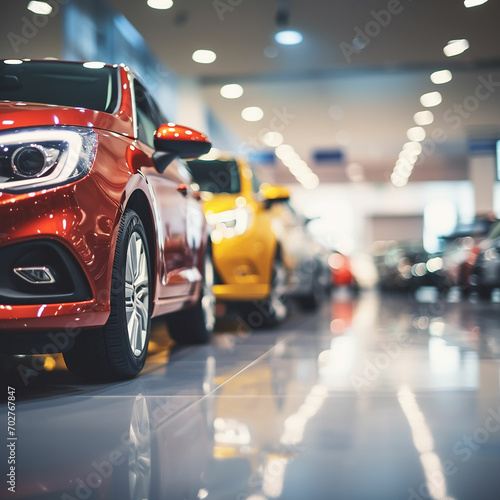 New modern car showroom waiting for sales blurred image abstract background © designer_asif