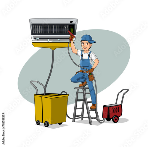 HVAC Service Cartoon Character Design Illustration vector eps format , suitable for your design needs, logo, illustration, animation, etc.