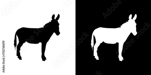 Donkey silhouette icon. Animal icon. Black animal icon. Silhouette